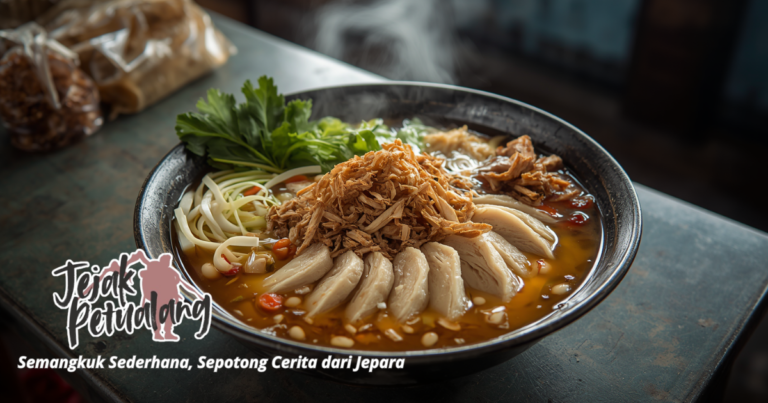 Lontong krubyuk dengan kuah khas