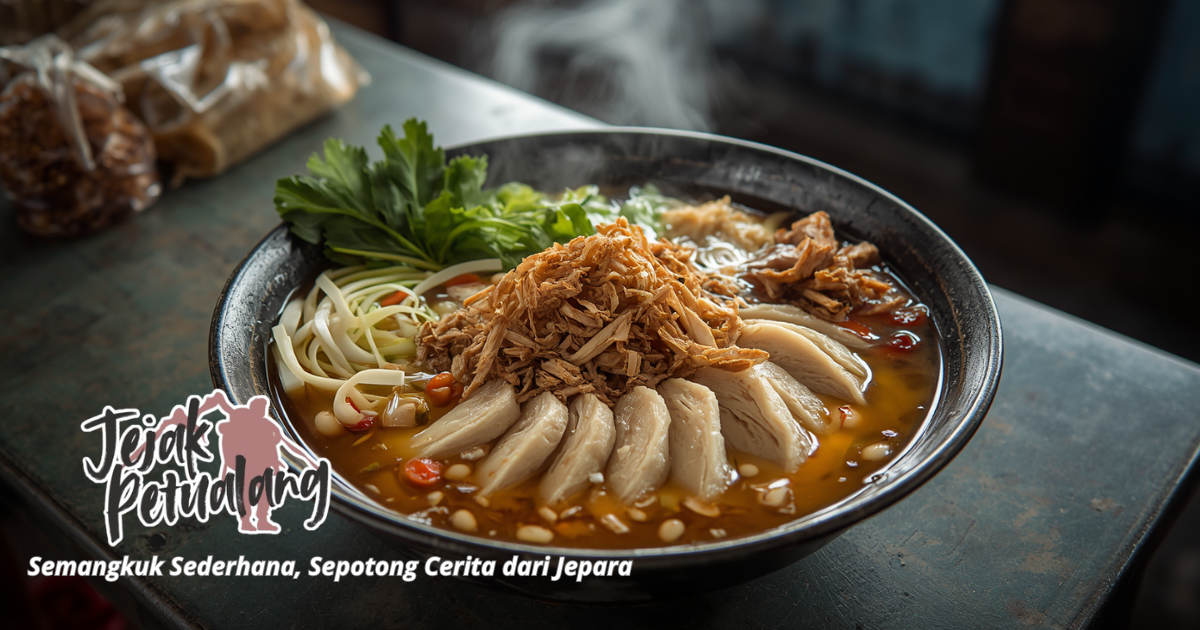 Lontong krubyuk dengan kuah khas